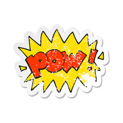 retro distressed sticker of a cartoon pow symbol