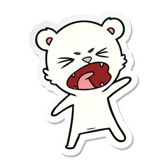 sticker of a angry cartoon polar bear