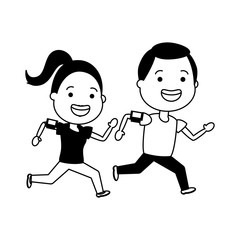 sport man and woman run