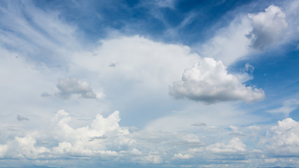Naklejka na ściany i meble dramatic cloud moving above blue sky, cloudy day weather background
