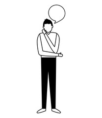 man standing speech bubble