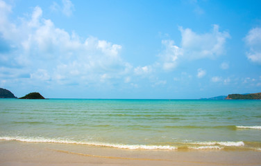 Fototapeta premium Wave & Sand beach background , holiday or relax in summer concept.