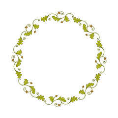 Vector illustration frame flower orange and leaf green hand drawn