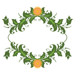 Vector illustration green leaf floral frames blooms hand drawn