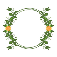 Vector illustration green leaf floral frames blooms hand drawn