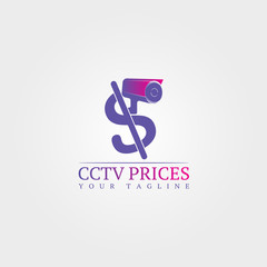 Cctv camera price icon template, vector logo technology creative, illustration element