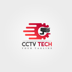 Fototapeta na wymiar Cctv camera icon template, vector logo technology creative, illustration element
