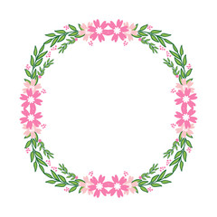 Vector illustration frame flower pink and yellow hand drawn