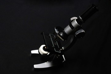 silver microscope black background