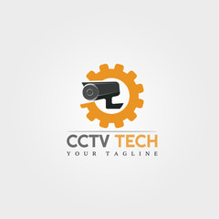 Cctv camera icon template, vector logo technology creative, illustration element