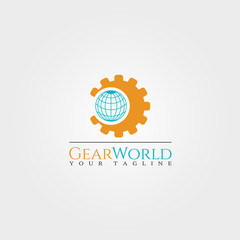 Tech world logo template,technology vector design for business corporate, gear logo,illustration element.