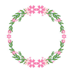Vector illustration very beautiful pink wreath frame art hand drawn