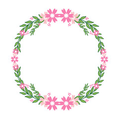 Vector illustration very beautiful pink wreath frame art hand drawn