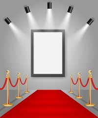 Art gallery picture mockup, vector realistic illustration