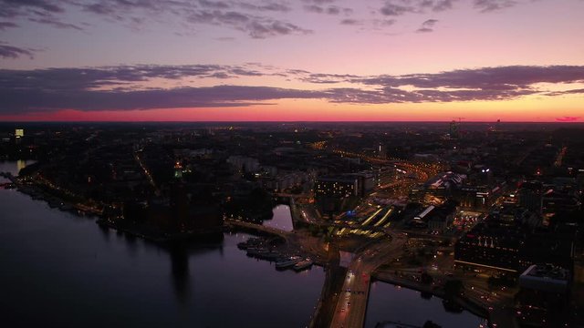 Aerial Sweden Stockholm June 2018 Night 30mm 4K Inspire 2 Prores  Aerial video of downtown Stockholm in Sweden at night