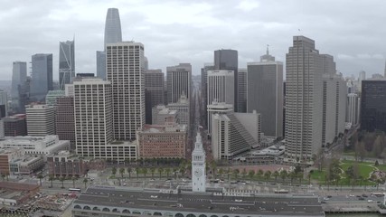 San Francisco downtown buildings skyline aerial