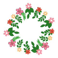 Vector illustration beauty colorful flower frame very blooms hand drawn