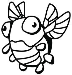 Odd Bug Small Cartoon Line Drawing 