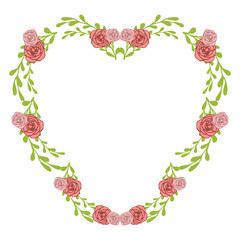 Vector illustration very beautiful pink flower frames blooms hand drawn