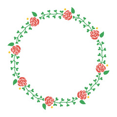 Vector illustration frame flower leaf orange beautiful hand drawn