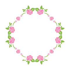 Vector illustration decoration pink floral frame for card hand drawn