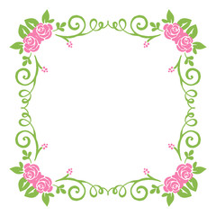 Vector illustration decoration pink floral frame for card hand drawn
