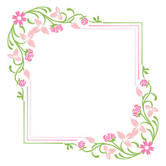 Fototapeta na wymiar Vector illustration beauty pink flower frame with card hand drawn