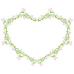 Vector illustration frame flower pink green leafy hand drawn