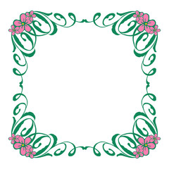 Vector illustration green leafy flower frames with invitation card hand drawn