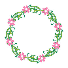 Vector illustration green leafy flower frames with invitation card hand drawn