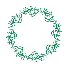 Vector illustration green leafy flower frames with invitation card hand drawn
