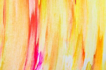 Beautiful abstract brushstrokes with colorful gouache paint on white paper for backgrounds