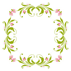 Fototapeta na wymiar Vector illustration frame flower leaf green with white background hand drawn