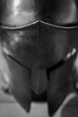 Isolated single close up Spartan Warrior metal helmet 300