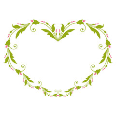 Vector illustration decoration frames flower pink with leaf green hand drawn