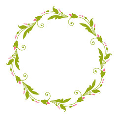 Fototapeta na wymiar Vector illustration decoration frames flower pink with leaf green hand drawn