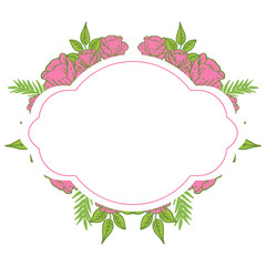 Vector illustration card with beauty pink flower frame hand drawn