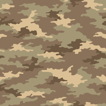 Seamless camouflage pattern. Khaki texture, vector illustration. Camo print background. Abstract military style backdrop