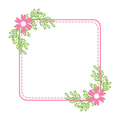 Fototapeta na wymiar Vector illustration drawing pink flower frames blooms hand drawn