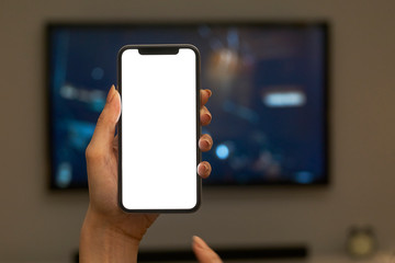 Holding hand on mobile phone