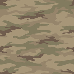 Fototapeta premium Seamless camouflage pattern. Khaki texture, vector illustration. Camo print background. Abstract military style backdrop