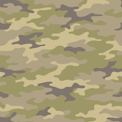 Seamless camouflage pattern. Khaki texture, vector illustration. Camo print background. Abstract military style backdrop