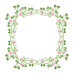 Vector illustration backdrop for shape pink flower frame hand drawn