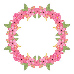 Vector illustration pink flower frames blooms for greeting card hand drawn