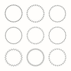 Holiday collection of vector graphic circle frames. Wreaths for Christmas design