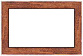 Wood frame isolated on white background with clipping path