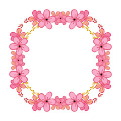 Fototapeta na wymiar Vector illustration style frame flower pink for invitation card hand drawn