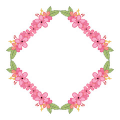 Vector illustration style frame flower pink for invitation card hand drawn