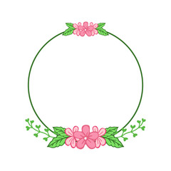 Vector illustration frame flower pink and yellow for greeting card hand drawn