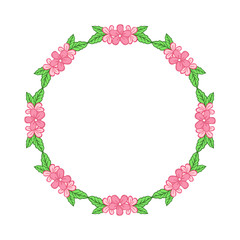 Vector illustration frame flower pink and yellow for greeting card hand drawn
